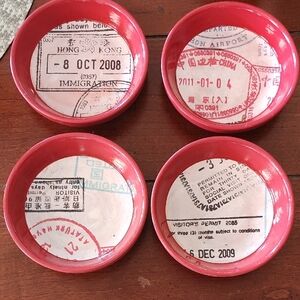 Red Passport Stamp Coasters